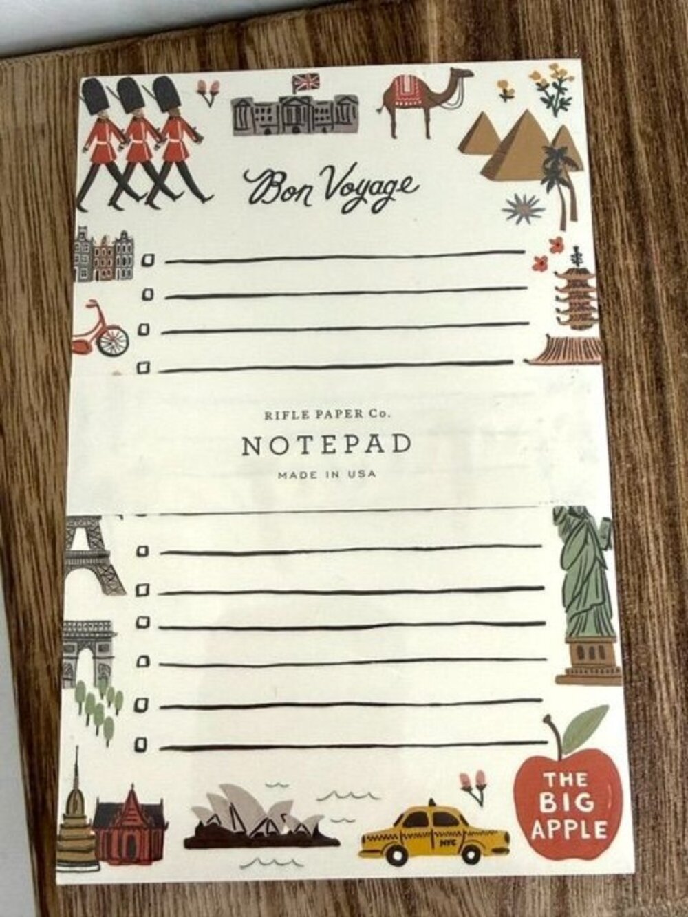 Rifle Paper Co Bon Voyage Notepad 6.5 x 4.25 Made in USA